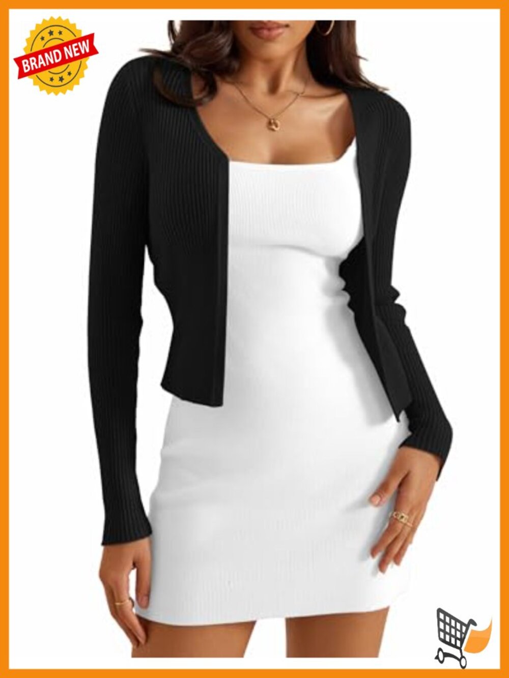 Open Front Long Sleeve Rib Knit Cropped Cardigan Bolero Shrug